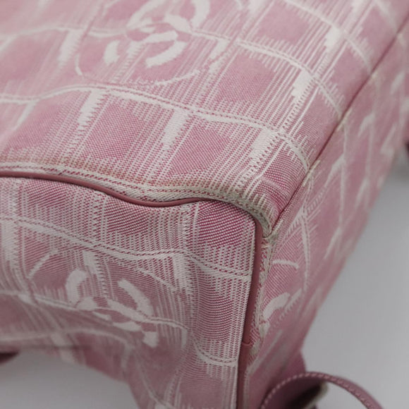 CHANEL New Travel Line Backpack Canvas Pink CC Auth BD376