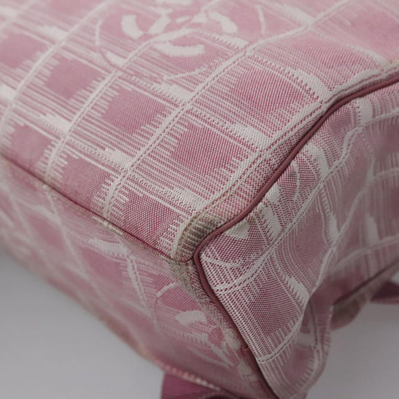 CHANEL New Travel Line Backpack Canvas Pink CC Auth BD376