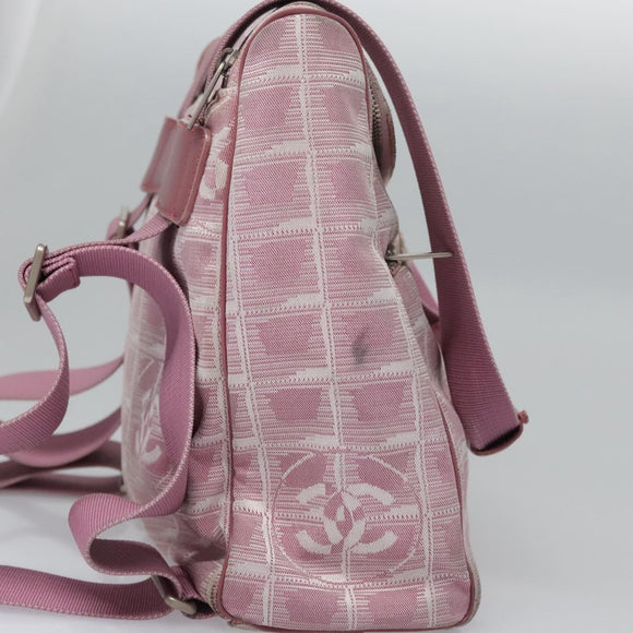 CHANEL New Travel Line Backpack Canvas Pink CC Auth BD376