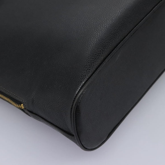 CHANEL COCO Mark Tote Bag Caviar Skin Black CC Auth BD379