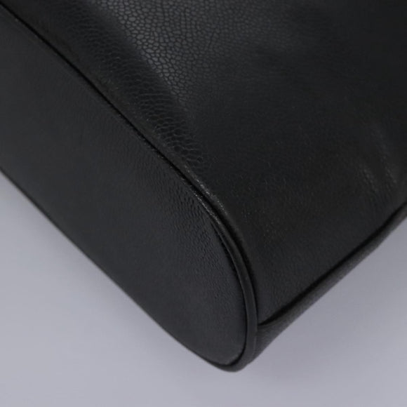 CHANEL COCO Mark Tote Bag Caviar Skin Black CC Auth BD379