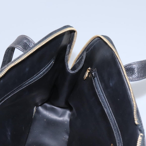 CHANEL COCO Mark Tote Bag Caviar Skin Black CC Auth BD379