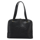 CHANEL COCO Mark Tote Bag Caviar Skin Black CC Auth BD379-13