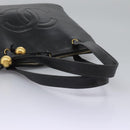 CHANEL COCO Mark Tote Bag Caviar Skin Black CC Auth BD379-7