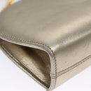 Salvatore Ferragamo Gancini Chain Shoulder Bag Leather Silver Gold Auth BD416-15