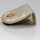 Salvatore Ferragamo Gancini Chain Shoulder Bag Leather Silver Gold Auth BD416-4