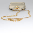 Salvatore Ferragamo Gancini Chain Shoulder Bag Leather Silver Gold Auth BD416-7