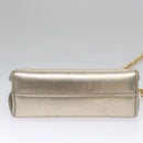 Salvatore Ferragamo Gancini Chain Shoulder Bag Leather Silver Gold Auth BD416-5