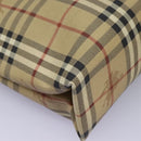 BURBERRY Nova Check Hand Bag PVC Beige Brown gold Auth BD438-14