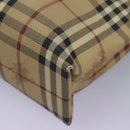 BURBERRY Nova Check Hand Bag PVC Beige Brown gold Auth BD438-9