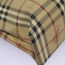 BURBERRY Nova Check Hand Bag PVC Beige Brown gold Auth BD438-15