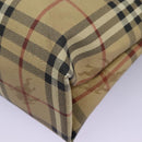 BURBERRY Nova Check Hand Bag PVC Beige Brown gold Auth BD438-16