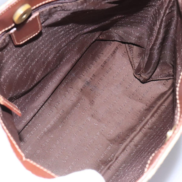 BURBERRY Nova Check Hand Bag PVC Beige Brown gold Auth BD438