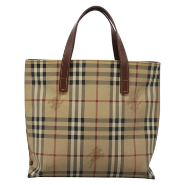 BURBERRY Nova Check Hand Bag PVC Beige Brown gold Auth BD438 - 0