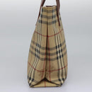 BURBERRY Nova Check Hand Bag PVC Beige Brown gold Auth BD438-3