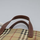 BURBERRY Nova Check Hand Bag PVC Beige Brown gold Auth BD438-8
