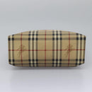 BURBERRY Nova Check Hand Bag PVC Beige Brown gold Auth BD438-5