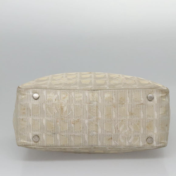 CHANEL New travel line Tote Bag Canvas Beige CC Auth BD439