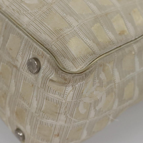 CHANEL New travel line Tote Bag Canvas Beige CC Auth BD439