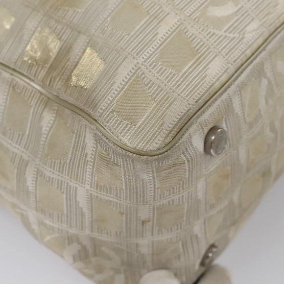 CHANEL New travel line Tote Bag Canvas Beige CC Auth BD439