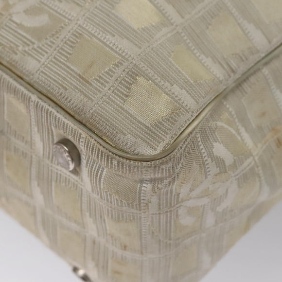 CHANEL New travel line Tote Bag Canvas Beige CC Auth BD439