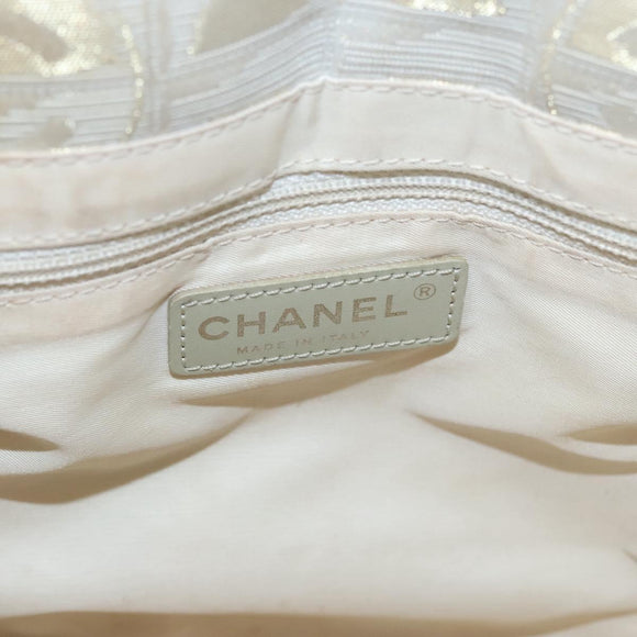 CHANEL New travel line Tote Bag Canvas Beige CC Auth BD439