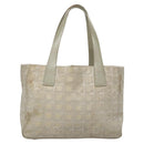 CHANEL New travel line Tote Bag Canvas Beige CC Auth BD439-13