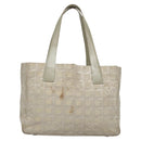 CHANEL New travel line Tote Bag Canvas Beige CC Auth BD439-2