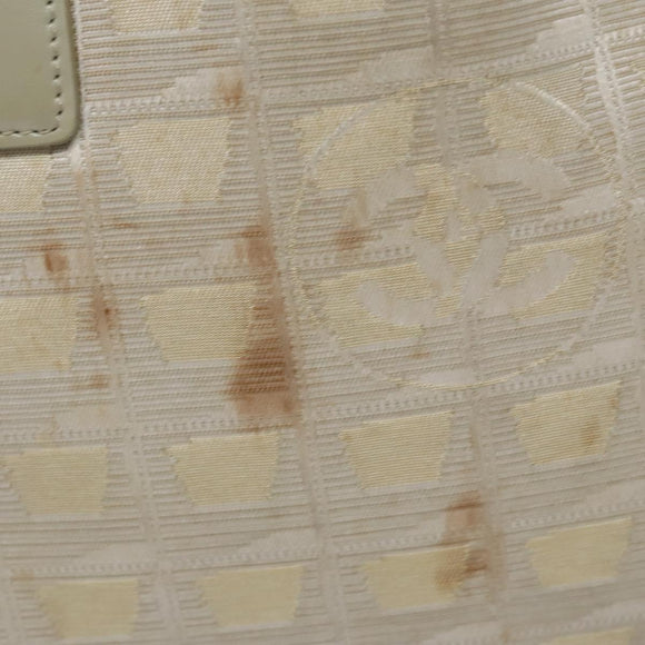CHANEL New travel line Tote Bag Canvas Beige CC Auth BD439