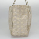 CHANEL New travel line Tote Bag Canvas Beige CC Auth BD439-5