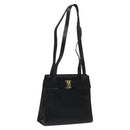 Salvatore Ferragamo Vala Shoulder Bag Leather Black Gold Auth BD443-1