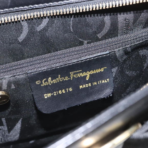 Salvatore Ferragamo Vala Shoulder Bag Leather Black Gold Auth BD443