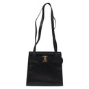 Salvatore Ferragamo Vala Shoulder Bag Leather Black Gold Auth BD443-13