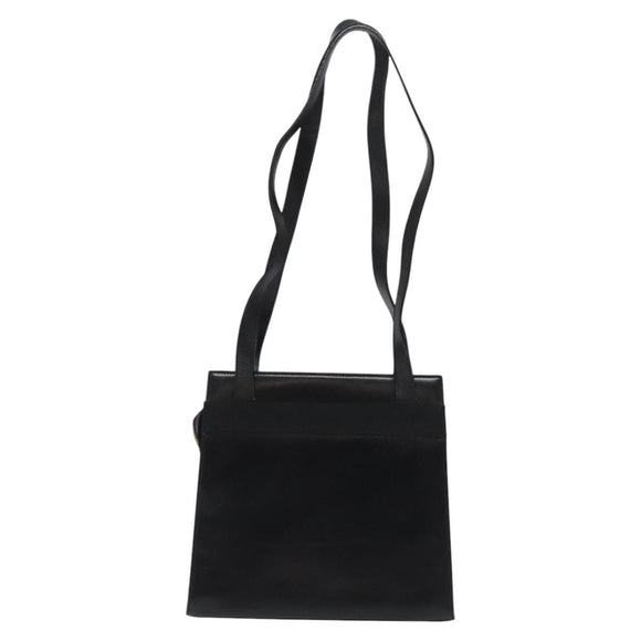 Salvatore Ferragamo Vala Shoulder Bag Leather Black Gold Auth BD443