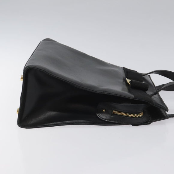 Salvatore Ferragamo Vala Shoulder Bag Leather Black Gold Auth BD443
