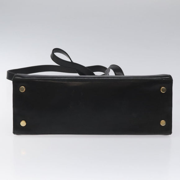 Salvatore Ferragamo Vala Shoulder Bag Leather Black Gold Auth BD443