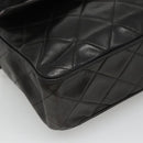 CHANEL Matelasse Tassel Shoulder Bag Lamb Skin Black Gold CC Auth BD484A-11