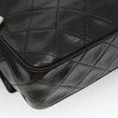 CHANEL Matelasse Tassel Shoulder Bag Lamb Skin Black Gold CC Auth BD484A-13