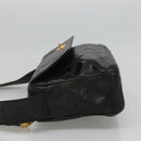 CHANEL Matelasse Tassel Shoulder Bag Lamb Skin Black Gold CC Auth BD484A-5