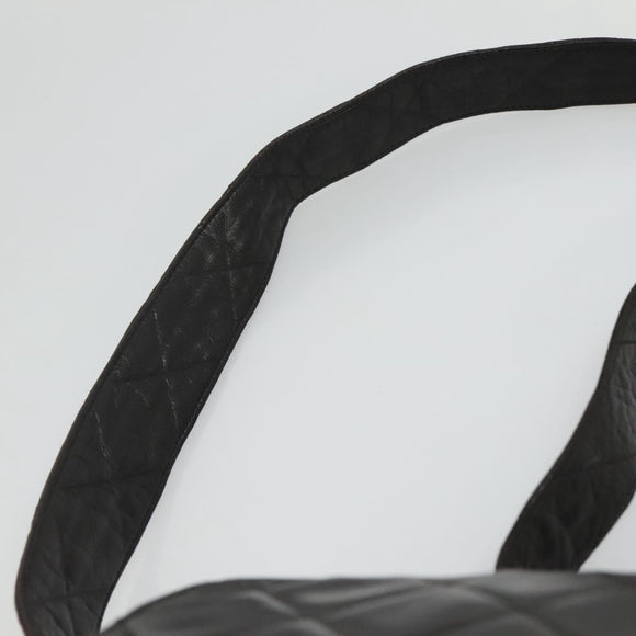 CHANEL Matelasse Tassel Shoulder Bag Lamb Skin Black Gold CC Auth BD484A