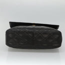 CHANEL Matelasse Tassel Shoulder Bag Lamb Skin Black Gold CC Auth BD484A-9