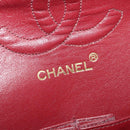 CHANEL Matelasse 25 Double Flap Chain Bag Lamb Skin Black Gold CC Auth BD485A-22