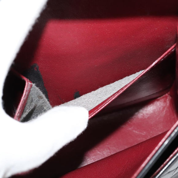 CHANEL Matelasse 25 Double Flap Chain Bag Lamb Skin Black Gold CC Auth BD485A