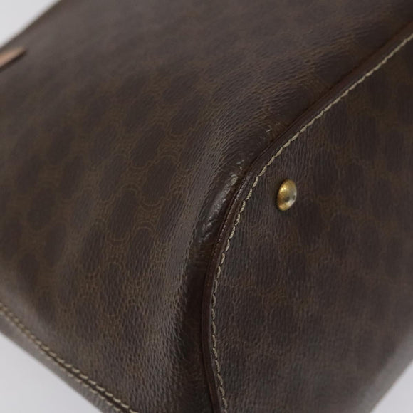 CELINE Macadam Canvas Hand Bag PVC Leather Brown Gold Auth BD487