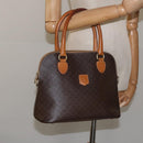 CELINE Macadam Canvas Hand Bag PVC Leather Brown Gold Auth BD487-22