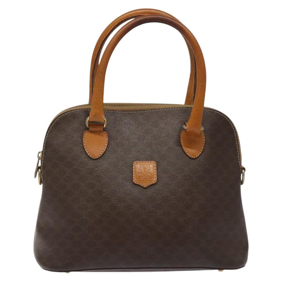 CELINE Macadam Canvas Hand Bag PVC Leather Brown Gold Auth BD487