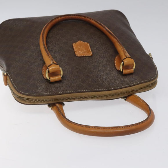 CELINE Macadam Canvas Hand Bag PVC Leather Brown Gold Auth BD487