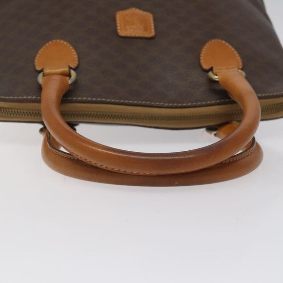 CELINE Macadam Canvas Hand Bag PVC Leather Brown Gold Auth BD487