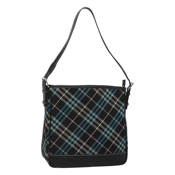 BURBERRY Nova Check Blue Label Shoulder Bag Canvas Blue Silver Auth BD488