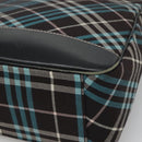 BURBERRY Nova Check Blue Label Shoulder Bag Canvas Blue Silver Auth BD488-9